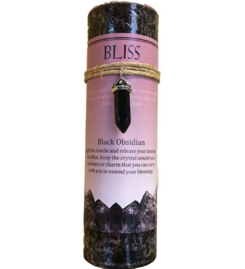 Bliss Crystal Energy Candle with Obsidian Pendant