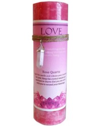 Love Crystal Energy Candle with Rose Quartz Pendant