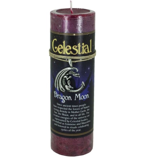 Dragon Moon Celestial Spell Candle with Amulet Pendant