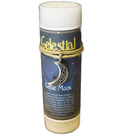 Celtic Moon Celestial Spell Candle with Amulet Pendant