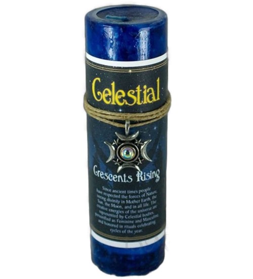 Celestial Crescents Rising Spell Candle with Amulet Pendant