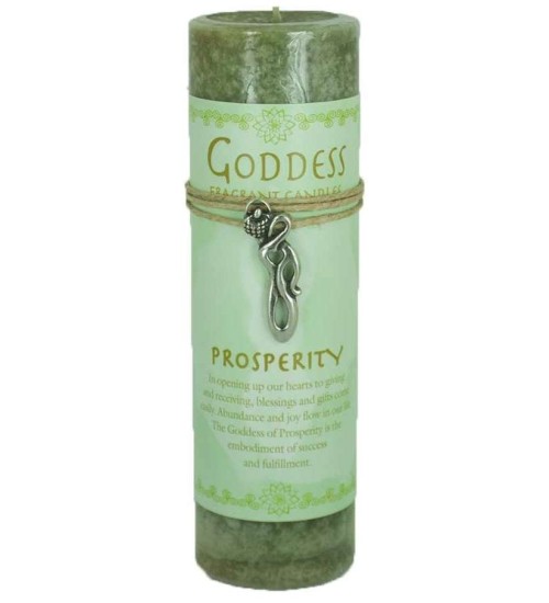 Goddess Prosperity Spell Candle with Amulet Pendant