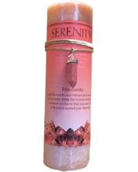 Serenty Crystal Energy Candle with Rhodonite Pendant