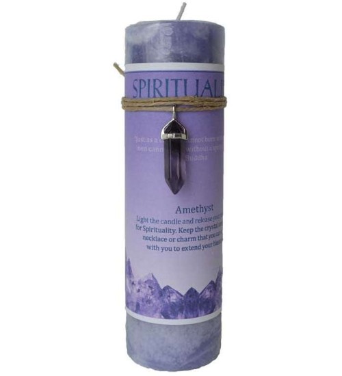 Spirituality Crystal Energy Candle with Amethyst Pendant