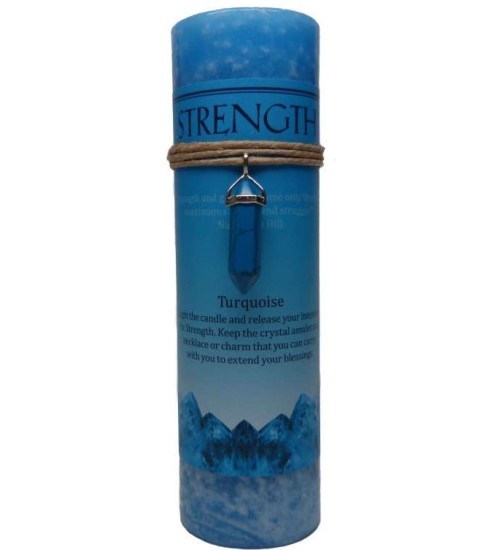 Strength Crystal Energy Candle with Turquoise Pendant