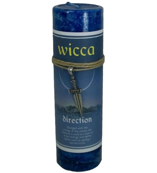 Wicca Direction Spell Candle with Amulet Pendant