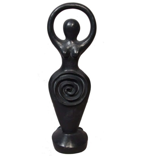 Spiral Goddess Black Stone Finish Altar Statue