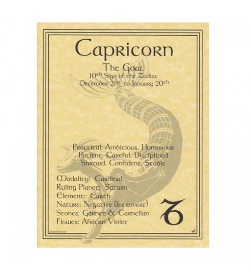 Capricorn Zodiac Parchment Poster