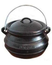 Potjie Cast Iron Flat Pot - 2 Quart Size 1/2
