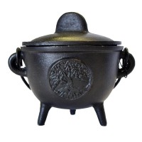 Tree of Life Cast Iron 4.5 Inch Witches Cauldron