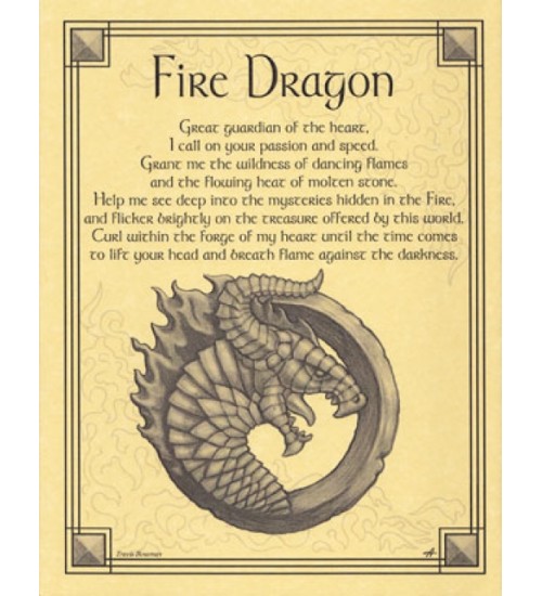 Fire Dragon Parchment Poster