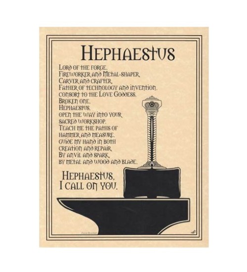 Hephaestus God Parchment Poster