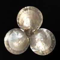 Shell Trio Dish with Silver Rims