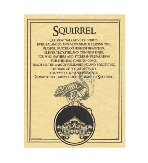 Squirrel Prayer Animal Spirit Parchment Poster