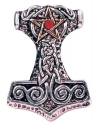 Pentacle Thor's Hammer Pewter Necklace