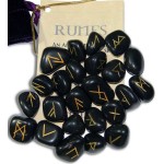 Black Agate Gemstone Rune Set