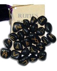 Black Agate Gemstone Rune Set