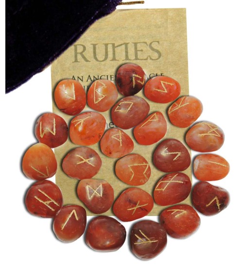 Carnelian Gemstone Rune Set