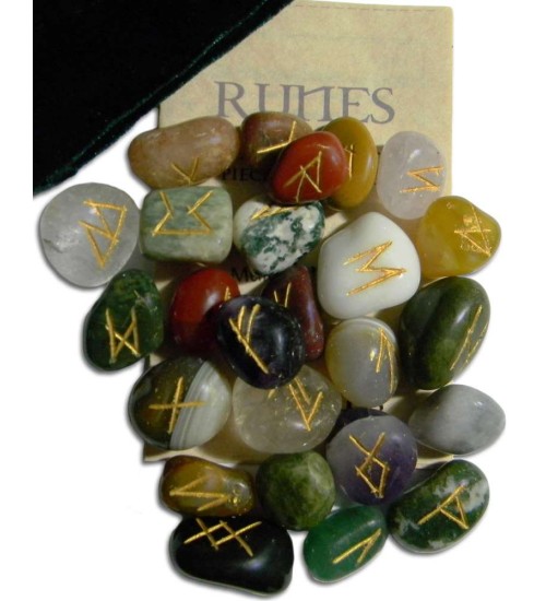 Multi-Stone Agate Gemstone Rune Set