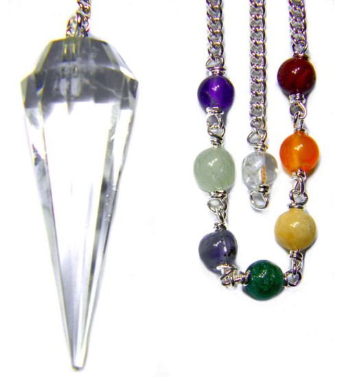 Clear Quartz Crystal Chakra Scrying Pendulum