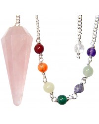 Rose Quartz Crystal Chakra Scrying Pendulum