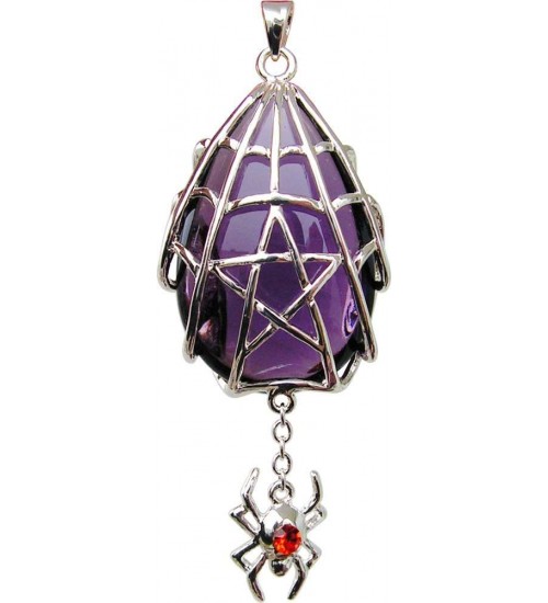 Spyder Pentacle Crystal Keeper Spider Gothic Necklace