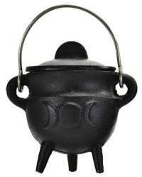 Triple Moon Cast Iron Mini Cauldron with Lid