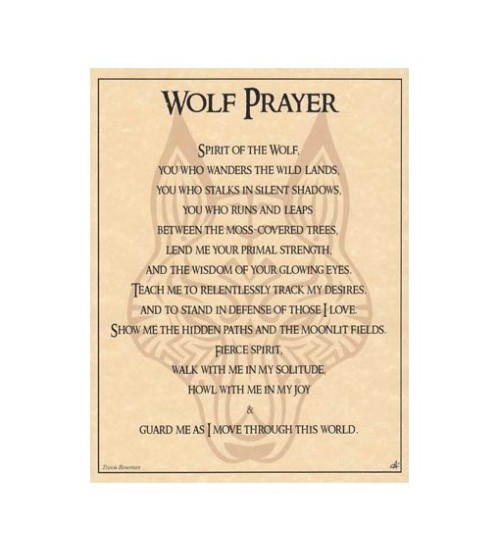 Wolf Prayer for Strength Parchment Poster